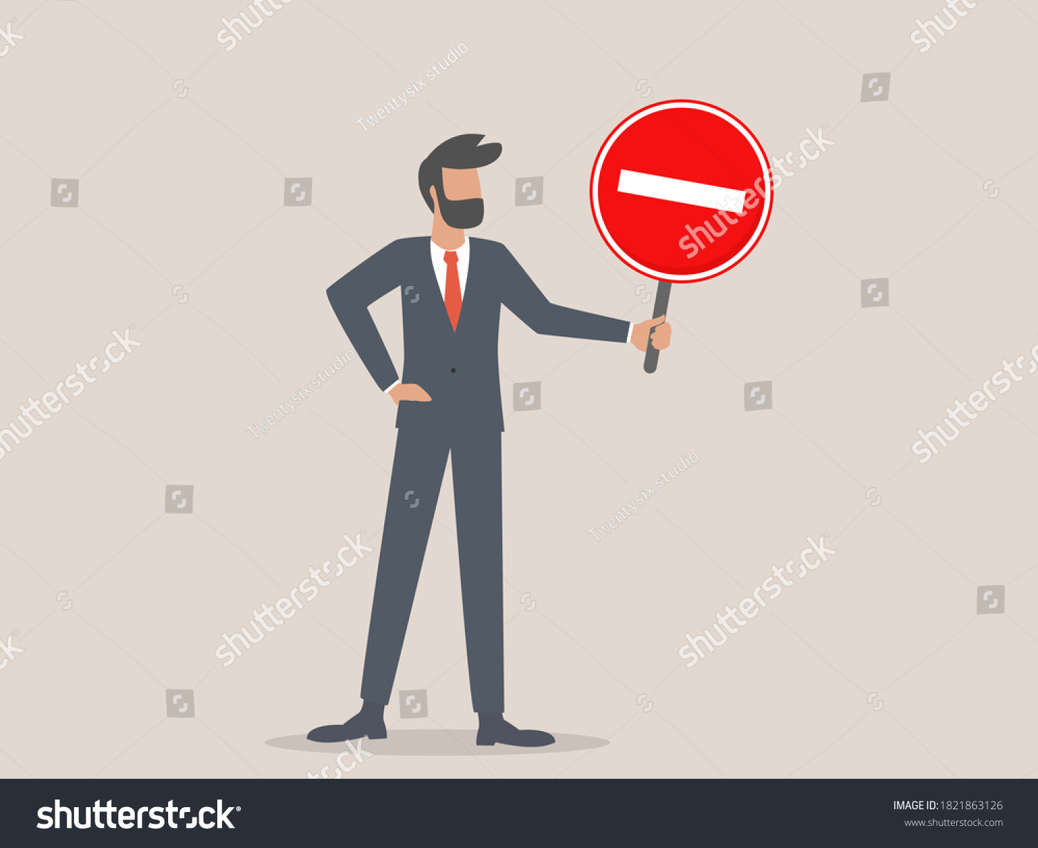 Businessman Holding Stop Sign Cartoon Vector Stock Vector (Royalty Free ...