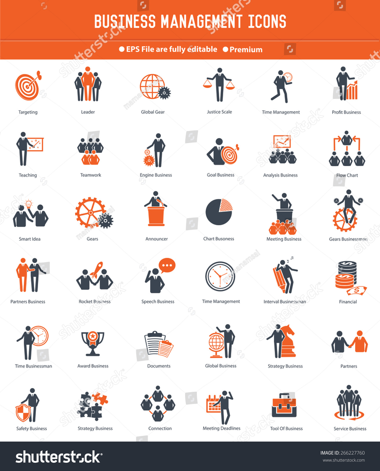 Businessman Human Resource Icon Set Orange Stock Vector (Royalty Free ...