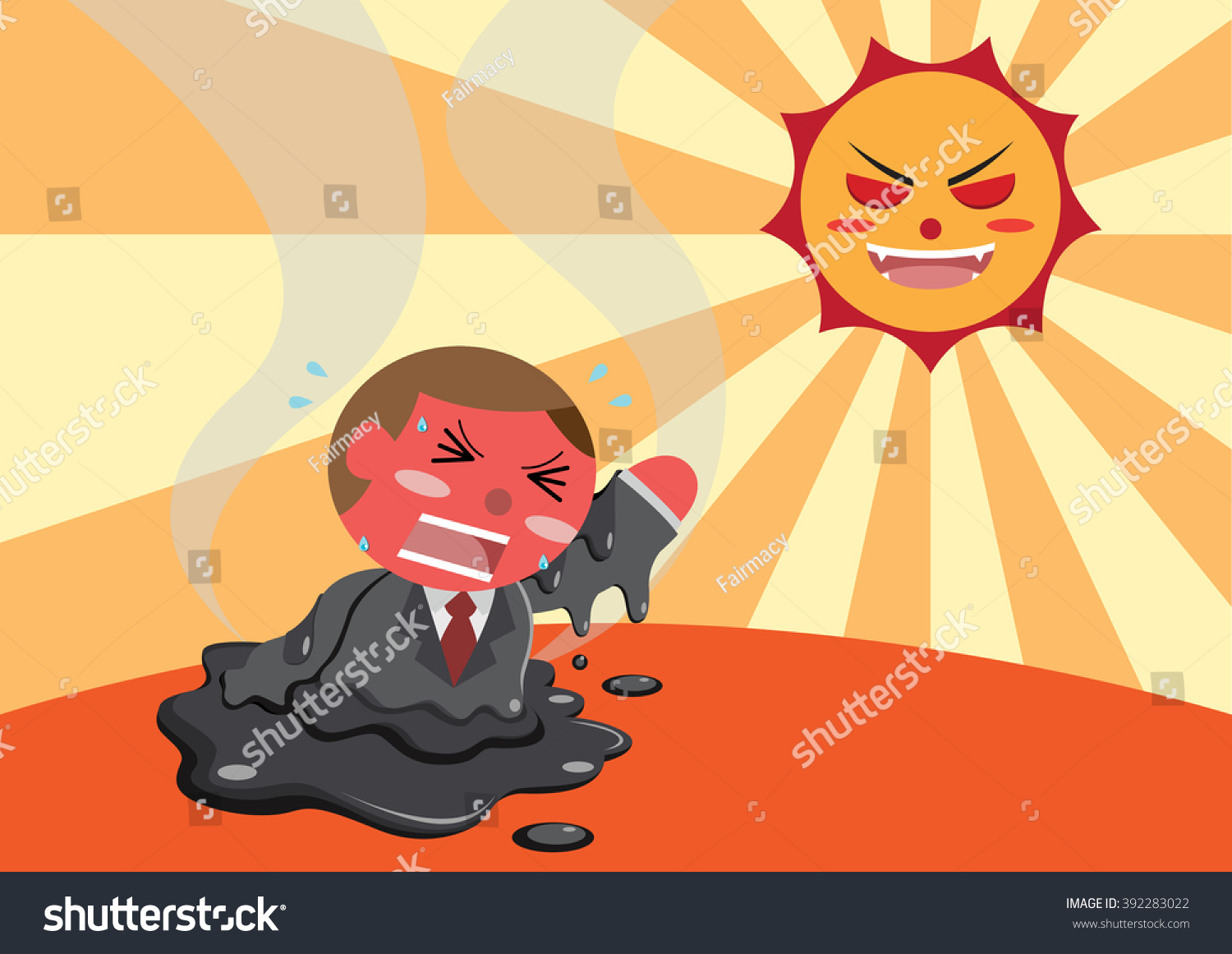 SVG of businessman is melting by sunlight carton vector svg