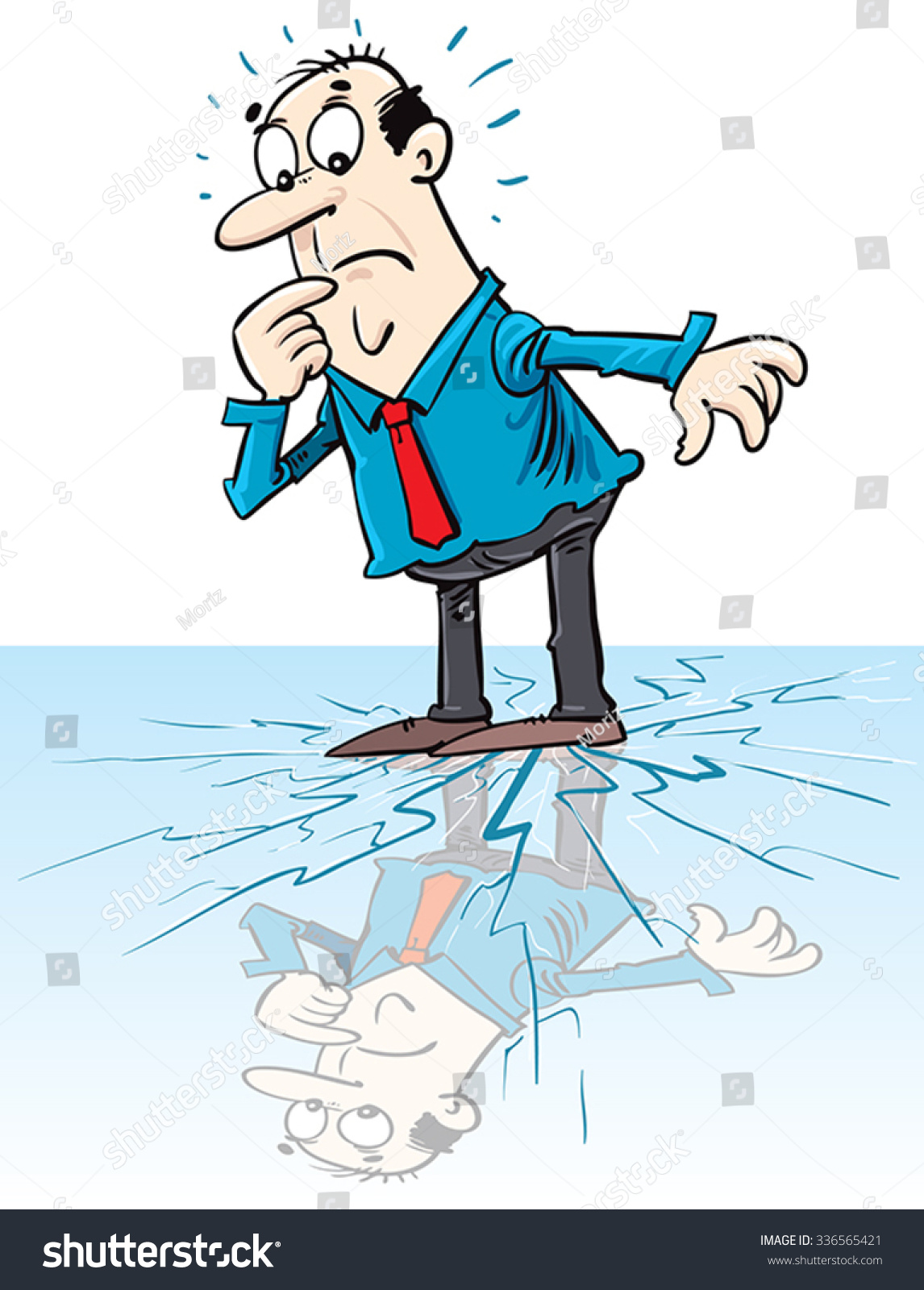 Businessman On Thin Ice Stock Vector Royalty Free