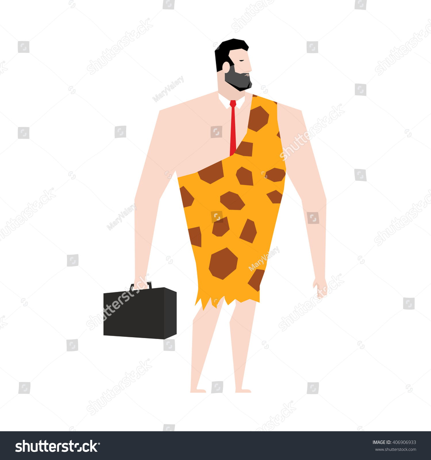 SVG of Businessman prehistoric. Ancient boss in skin of giraffe. Neanderthal ina tie. Cro-Magnon to case. Homo sapiens business man. paleanthropic with suitcase. Caveman Director
 svg