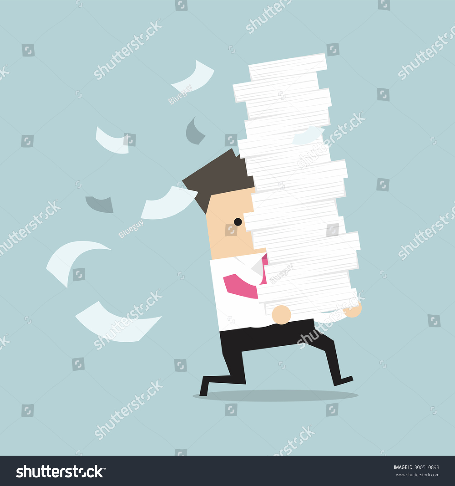 Businessman Run Holding Papers His Hands Stock Vector 300510893 ...