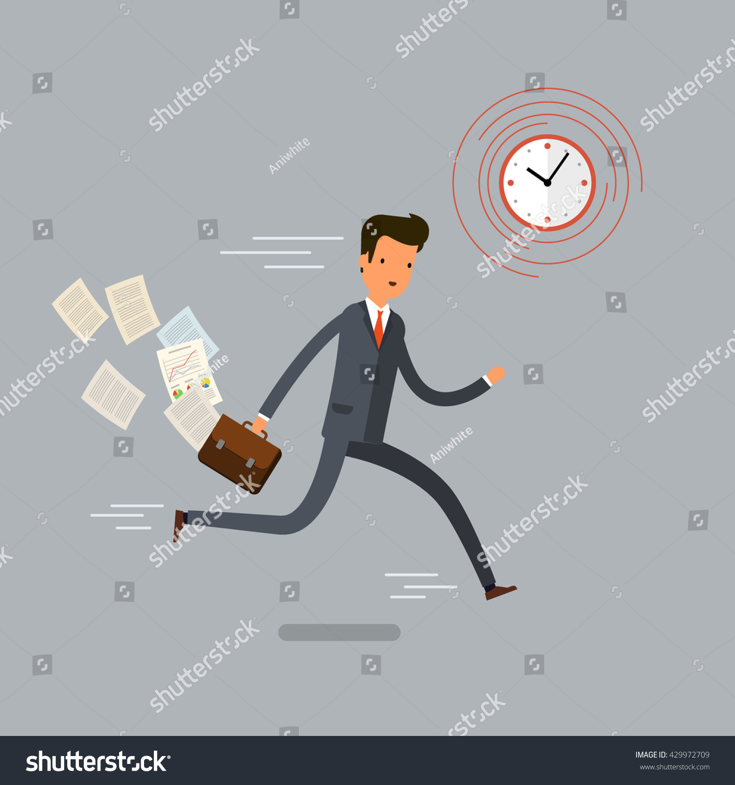 Businessman Running Hurry Up Flat Design Stock Vector 429972709 ...