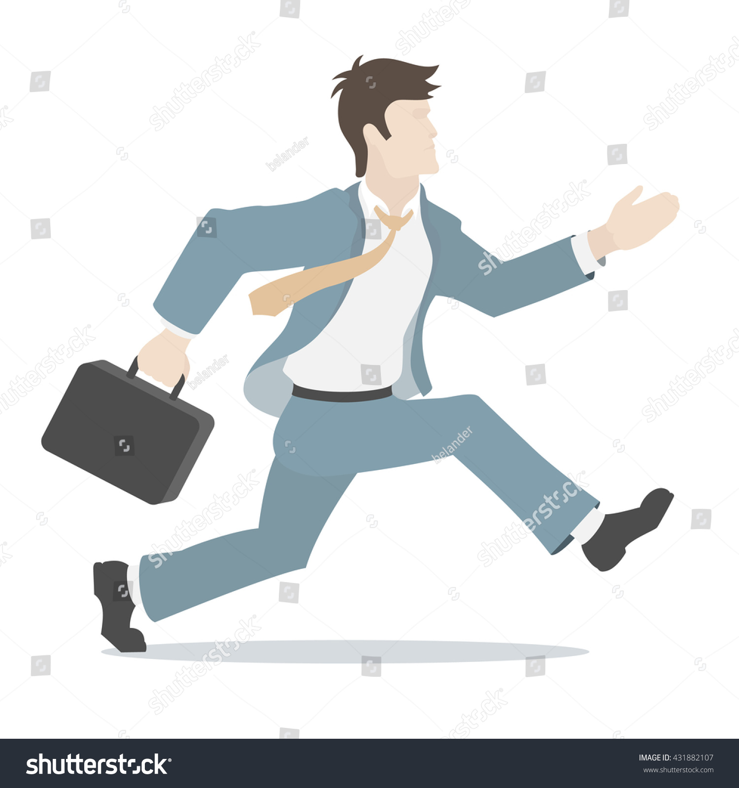 Businessman Running Briefcase Cartoon Flat Style Stock Vector (Royalty ...