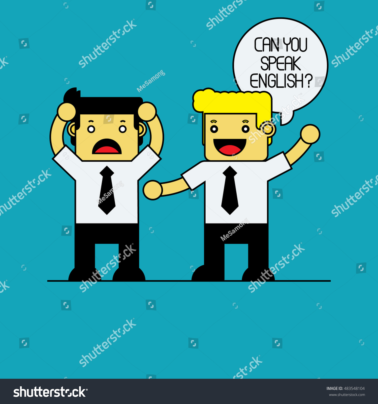 Businessman Shocked When Caucasian Businessman Speaking Stock Vector Royalty Free