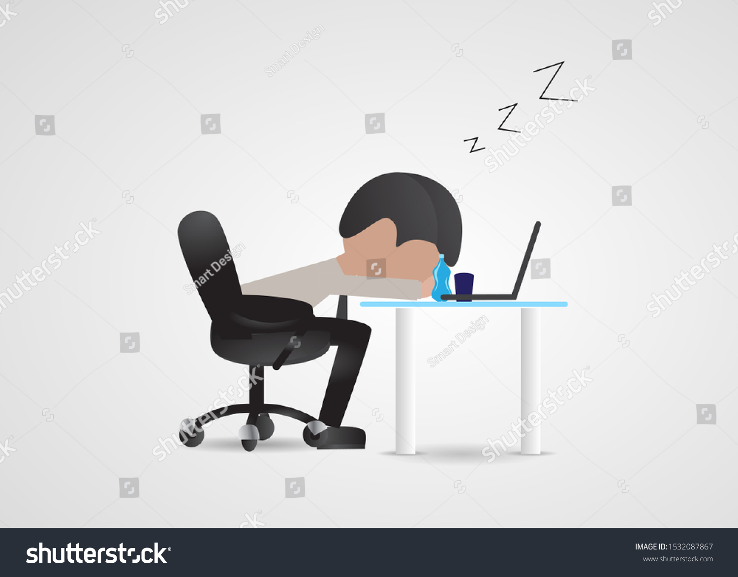 Businessman Sleeping Desk Vector Businessman Sleeping Stock Vector