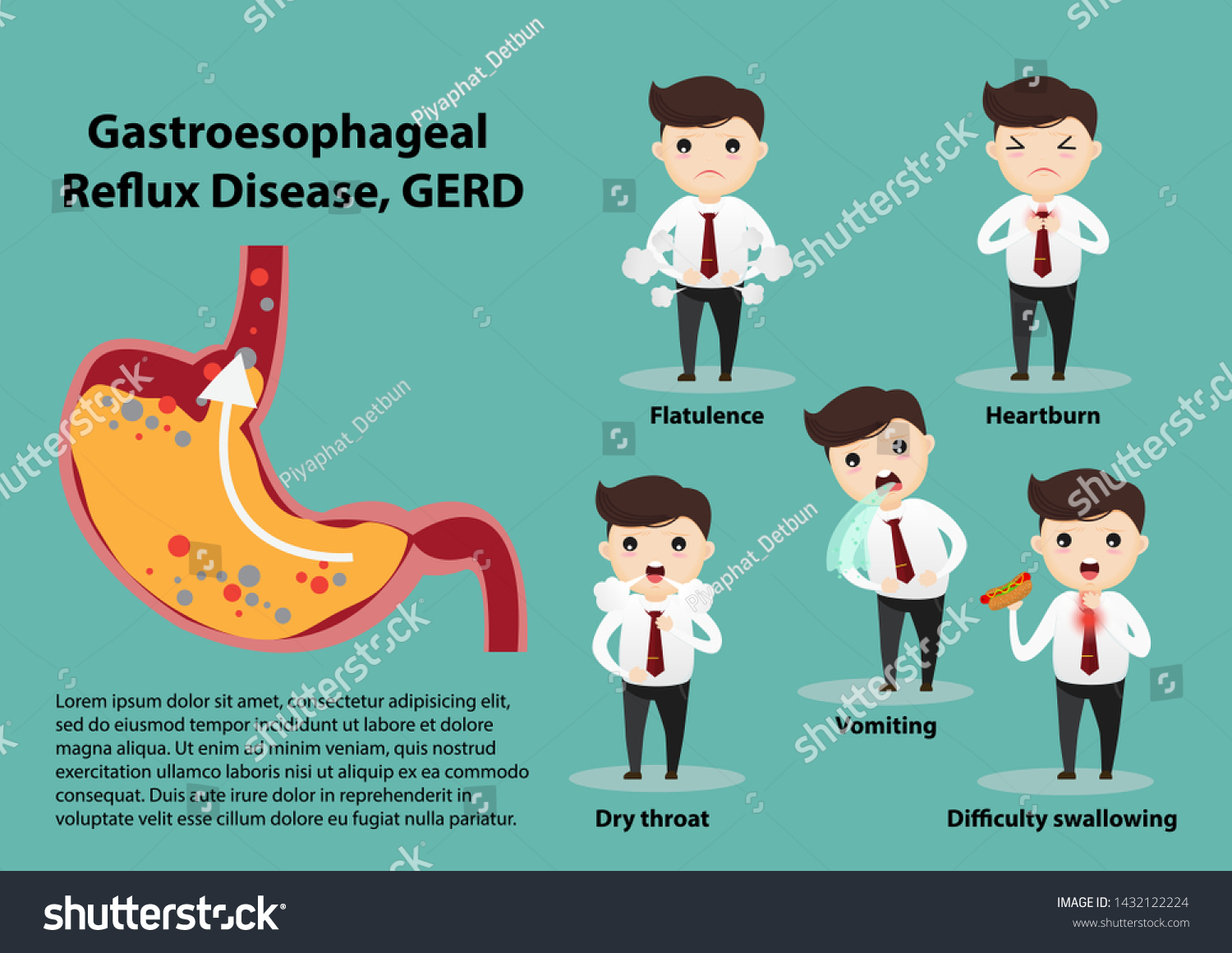 Businessman Suffering Stomach Painful Acid Reflux Stock Vector Royalty Free 1432122224