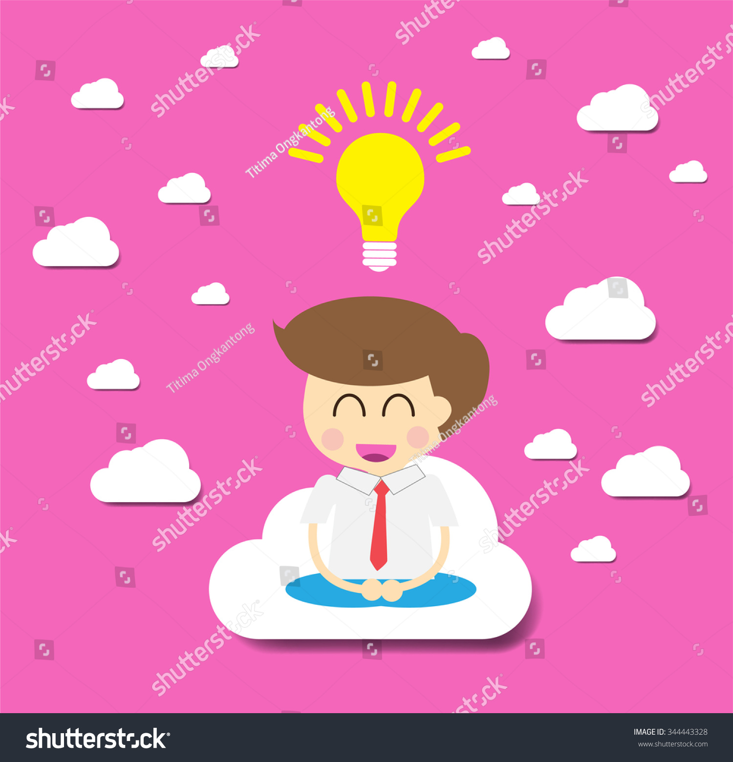 Businessman Thinking During Meditation Cartoon Flat Stock Vector Royalty Free 344443328 8084