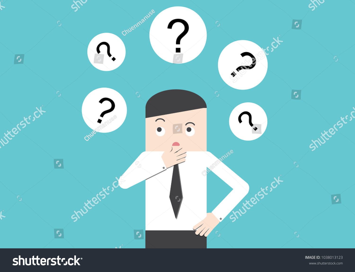 Businessman Thinking Man Many Question Mark Stock Vector (Royalty Free ...