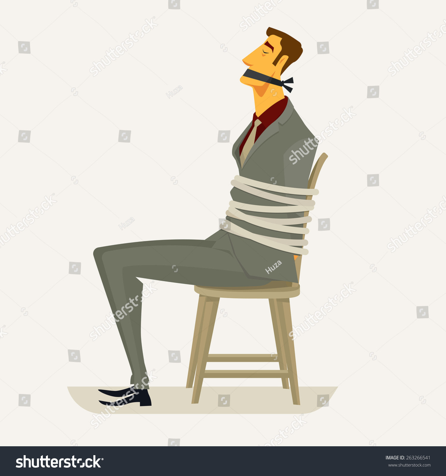 Businessman Tied Chair Gagged Concept Vector People Business