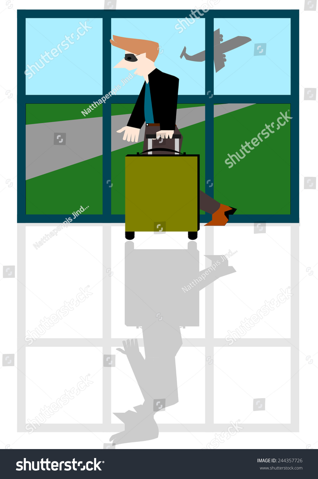 Businessman Traveling Vector Cartoon Concept Stock Vector (Royalty Free