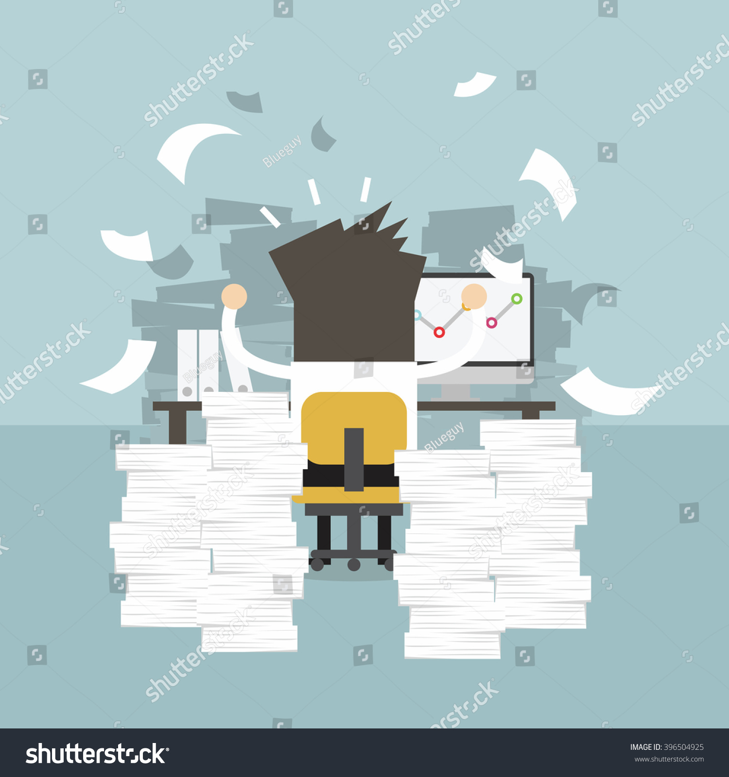 Businessman Very Busy On Office Table Stock Vector (Royalty Free ...