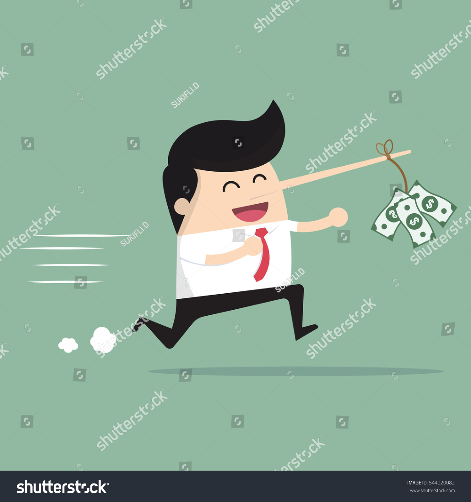 Businessman Long Nose Money On Money Stock Vector 544020082 - Shutterstock