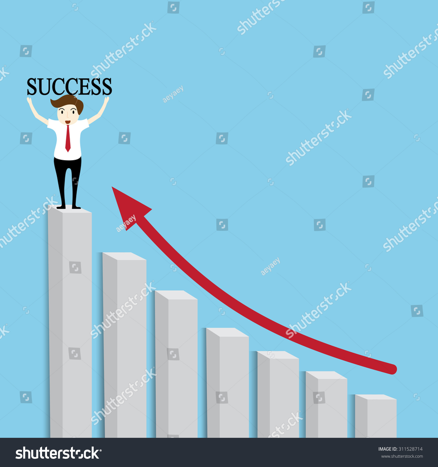 Businessmen Standing On Top Bar Graph Stock Vector (Royalty Free ...