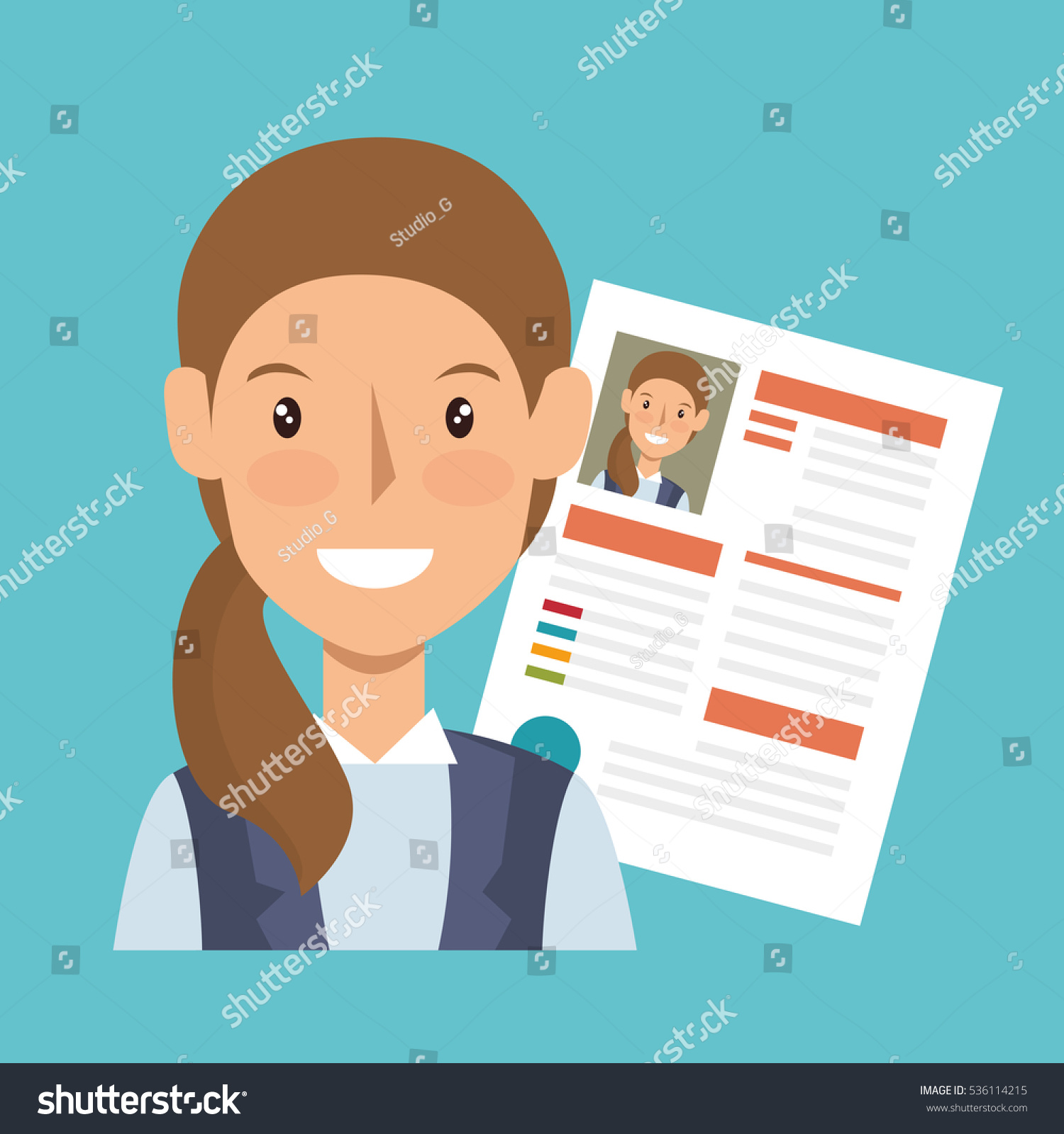 businesswoman character avatar cv icon image vectorielle 536114215
