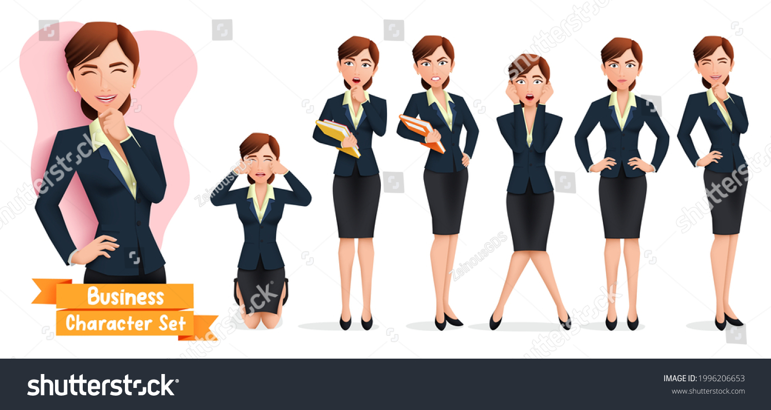 Businesswoman Characters Vector Set Business Woman Stock Vector Royalty Free 1996206653 1847