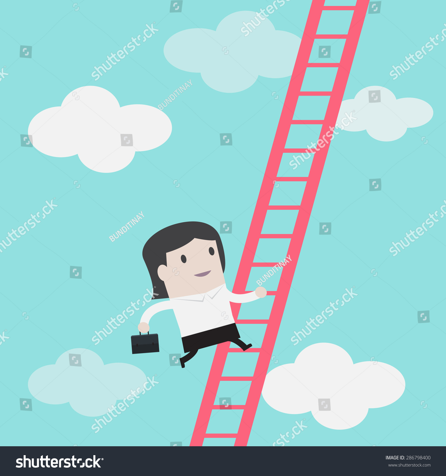 Businesswoman Climbs Ladder Vector Stock Vector 286798400 - Shutterstock