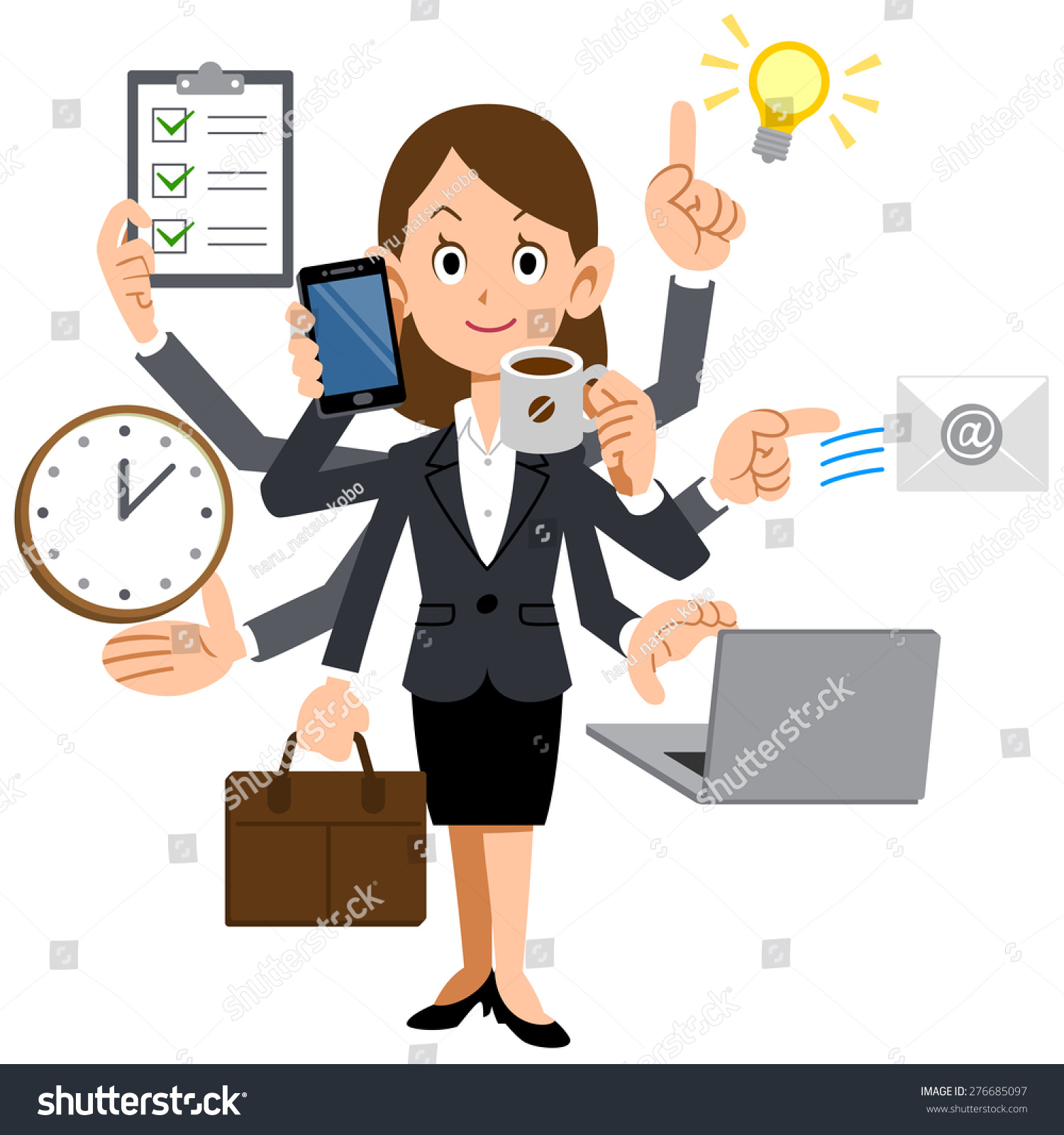 Businesswoman To Do A Multi-Tasking Stock Vector Illustration 276685097 ...