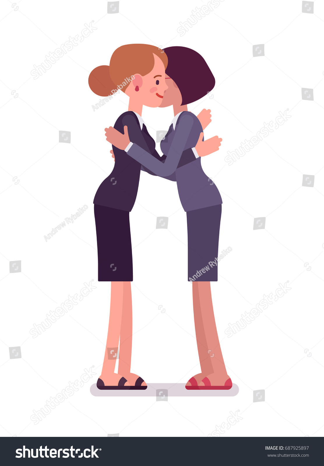 Businesswomen Giving Hug Wearing Office Blazer Stock Vector Royalty Free