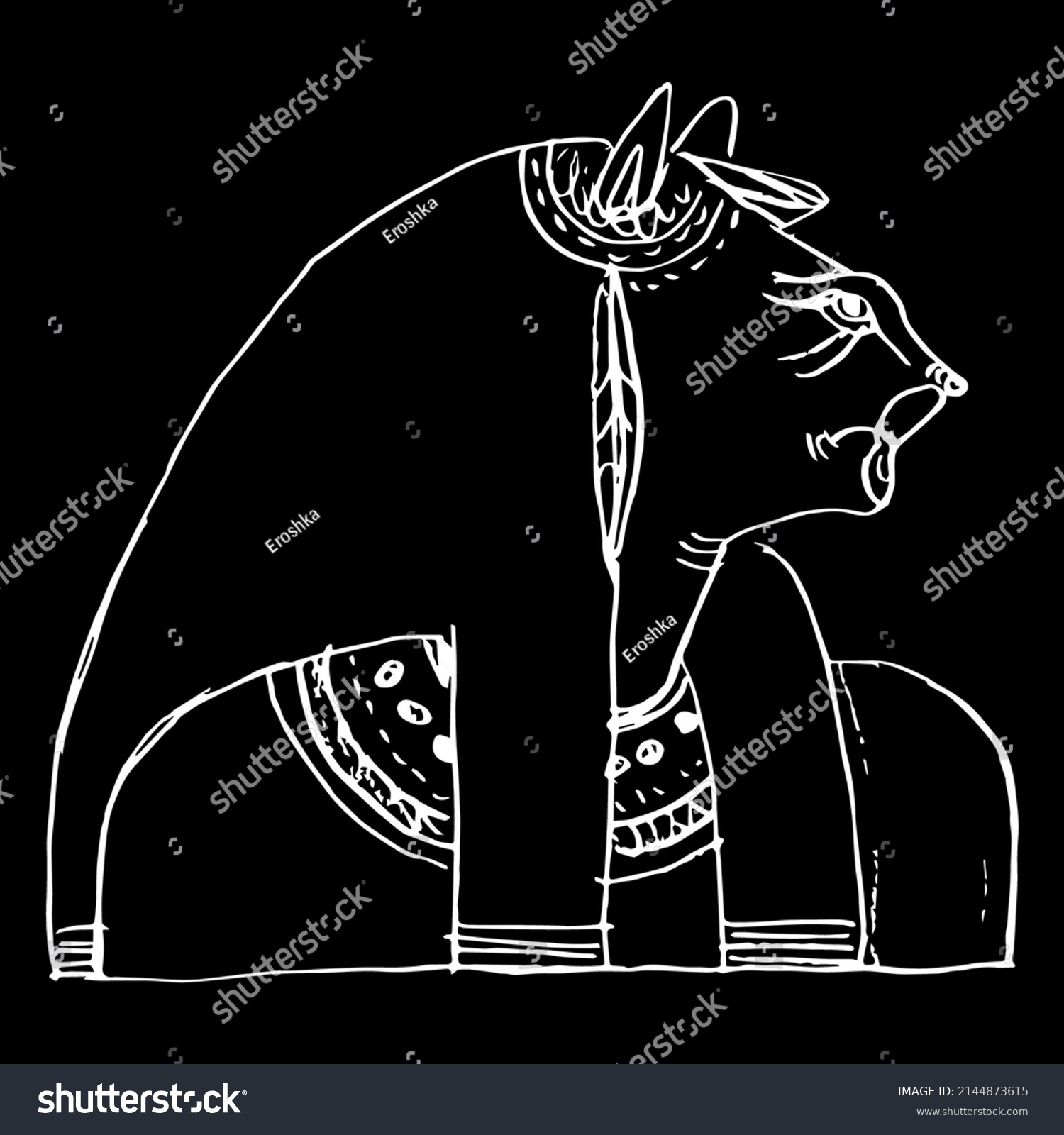 Bust Goddess Tefnut Ancient Egyptian Mythology Stock Vector Royalty Free 2144873615 Shutterstock