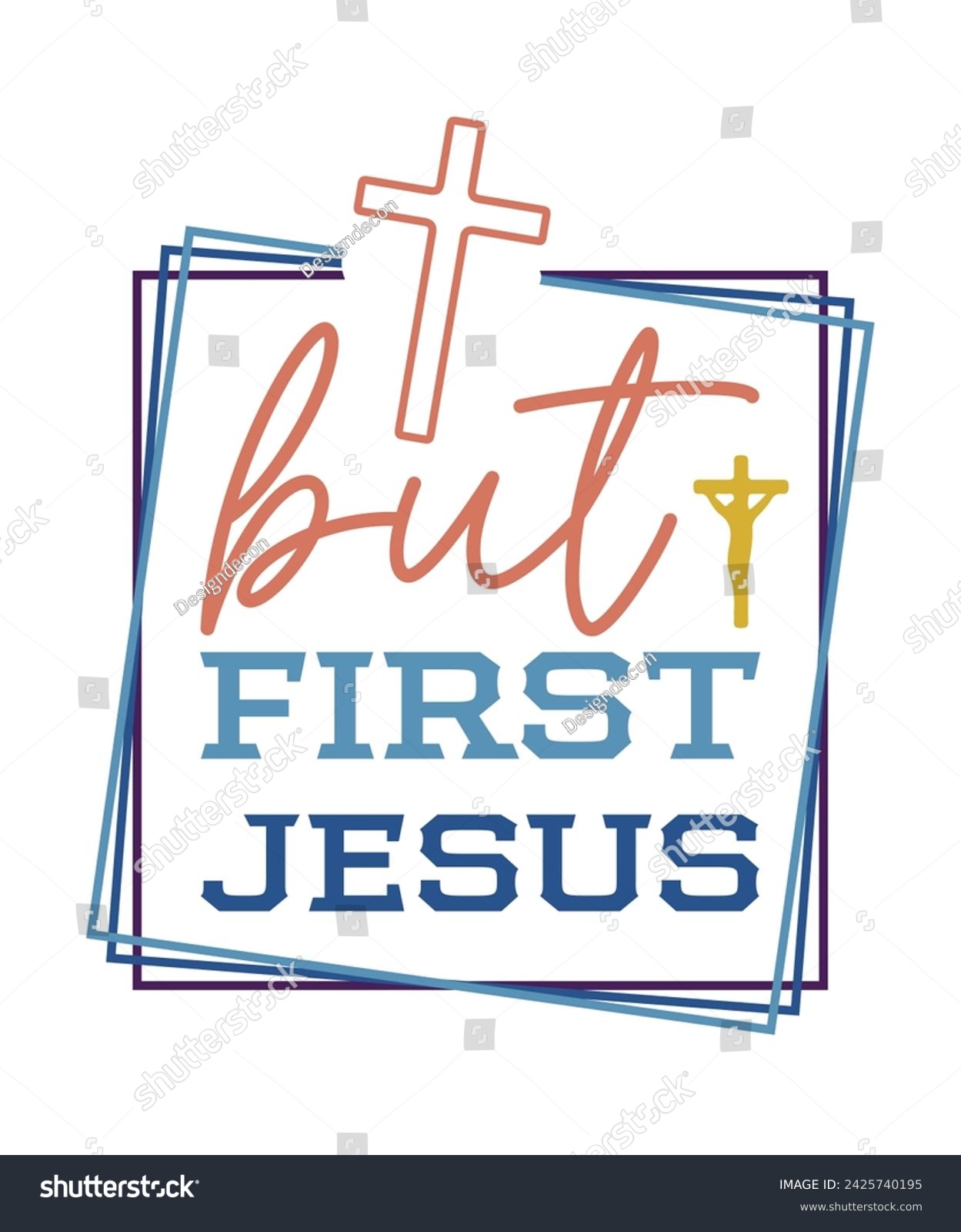 SVG of But first Jesus Christian saying phrase retro boho logotype typographic art on white background svg