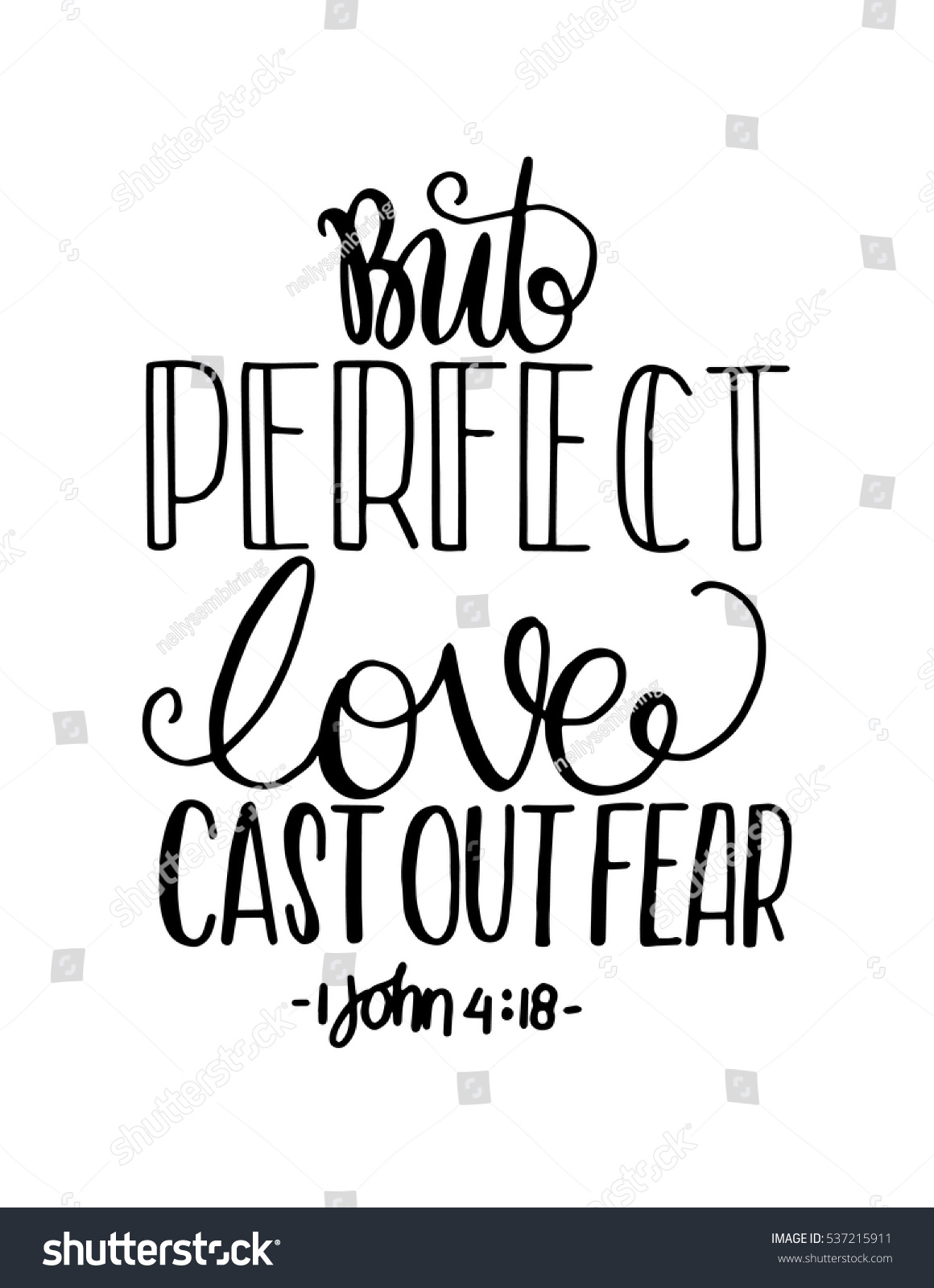 But Perfect Love Cast Out Fear Bible Verse Hand Lettered Quote Modern Calligraphy