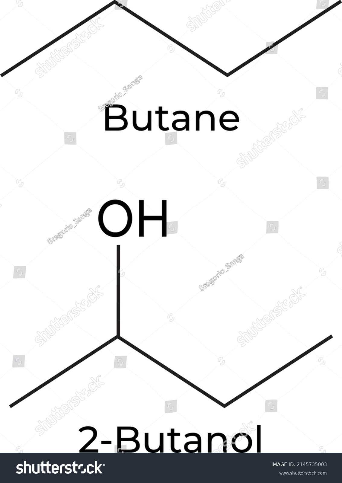 Butane Butanol Isolated Named Chemistry Teaching Stock Vector (Royalty ...