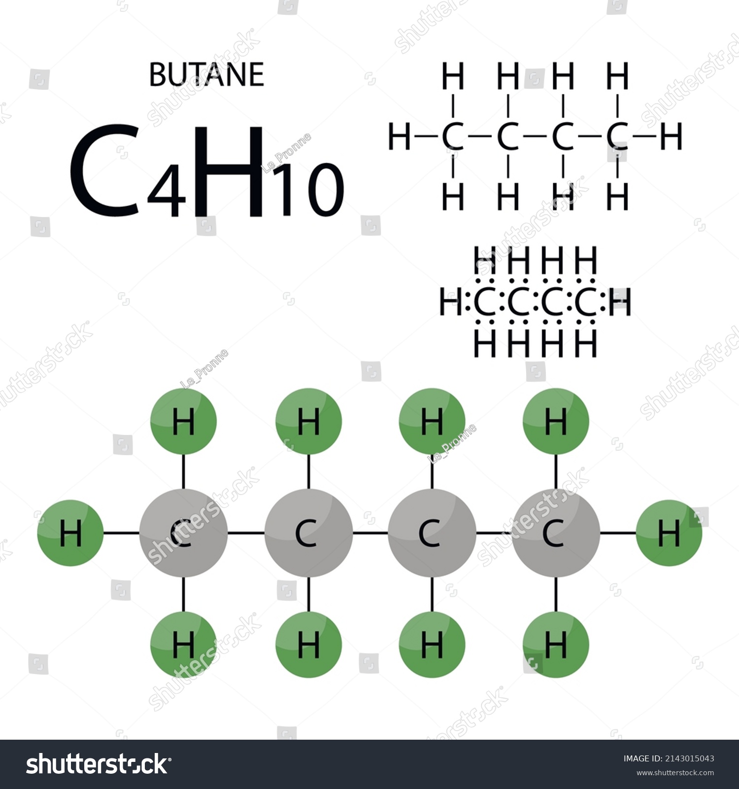 Butane Organic Chemical Compound Molecule Stick Stock Vector (Royalty ...