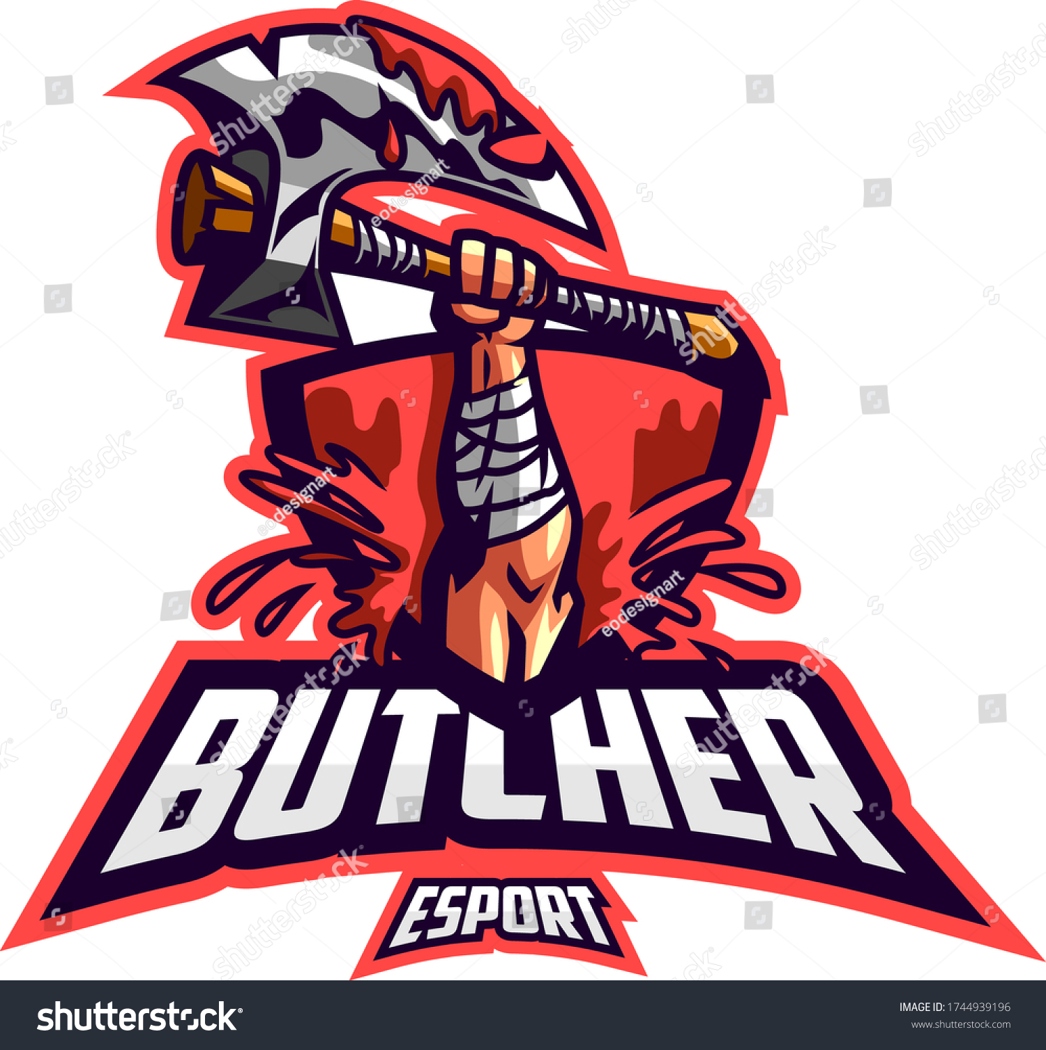 Butcher Mascot Esport Logo Design Vector Stock Vector (Royalty Free ...