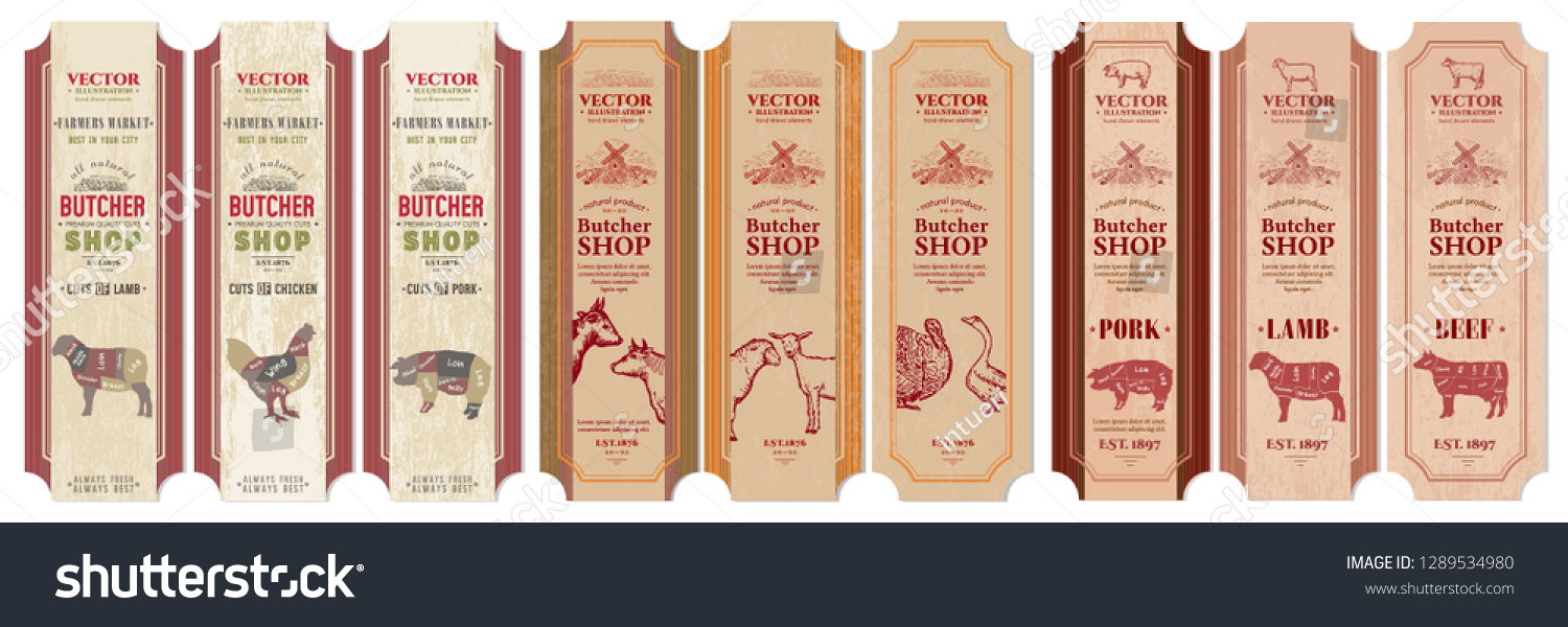 「Butcher Shop Collection Packaging Design Label」のベクター画像素材（ロイヤリティフリー ...