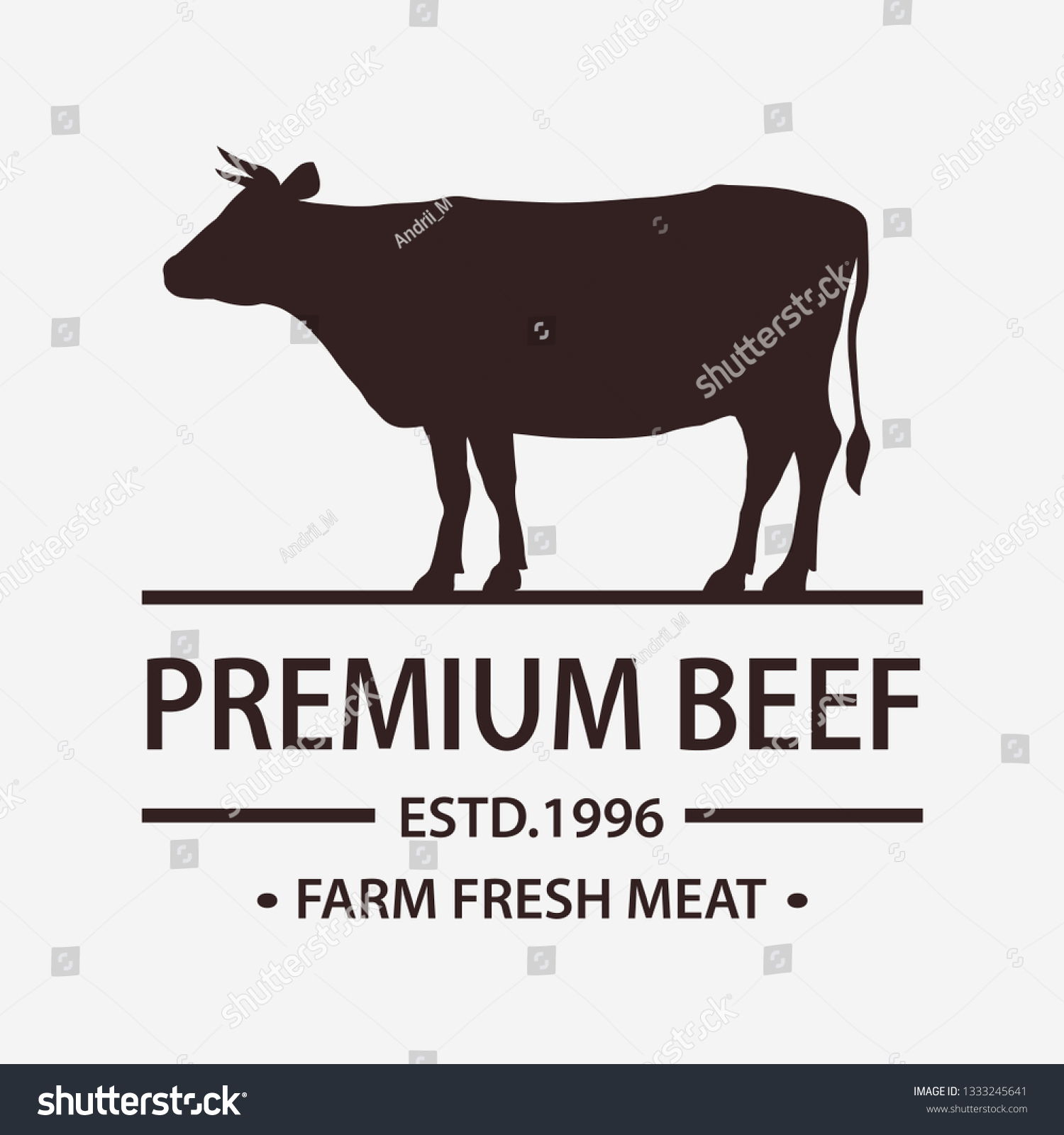 Butcher Shop Label Badge Cow Silhouette Stock Vector (Royalty Free ...