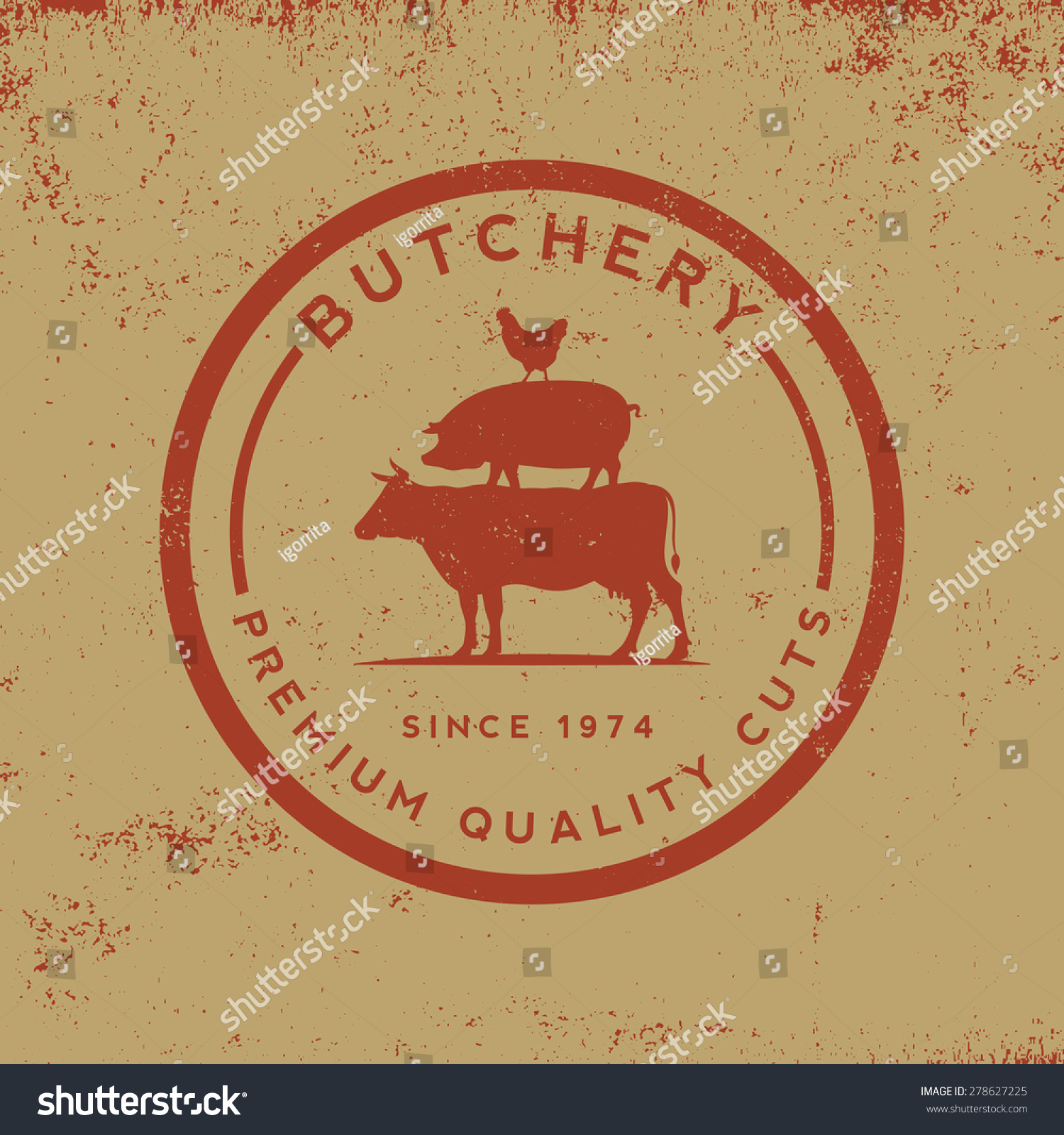 Butchery Label On Grunge Background Stock Vector (Royalty Free ...