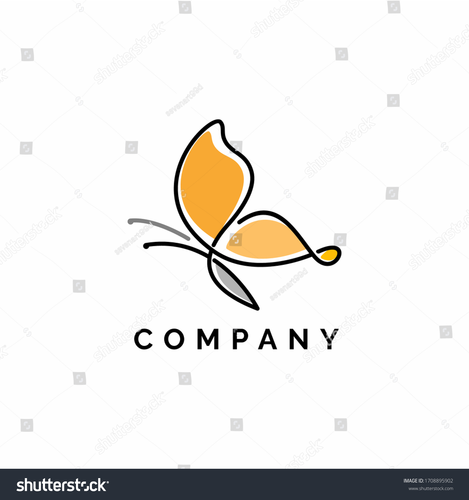 Buterfly Logo Design Vector Elegant Linear Stock Vector (Royalty Free ...