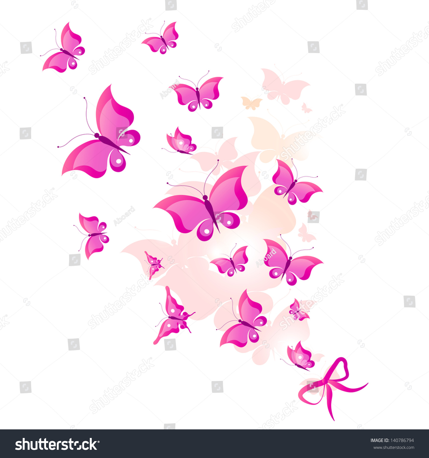 Butterflies Designpink Background Stock Vector 140786794 - Shutterstock