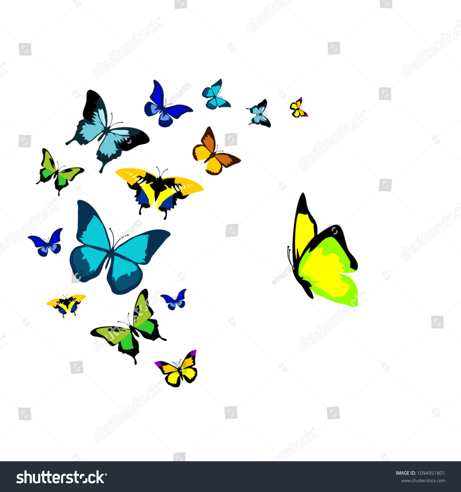 Butterflies Flying Vector Icon Stock Vector (Royalty Free) 1094951801 ...