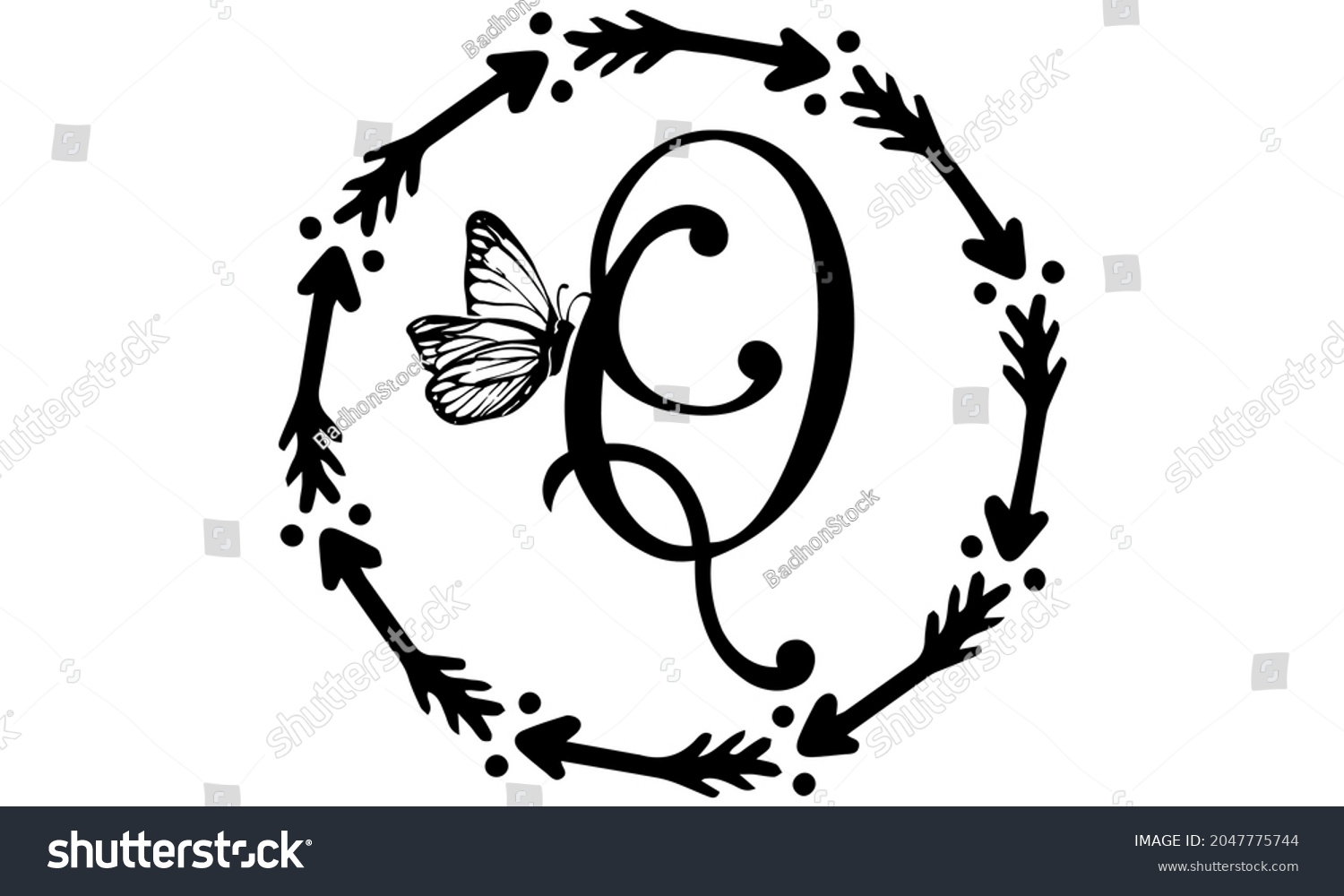SVG of Butterfly Alphabet Q SVG Design. Typography . Alphabet SVG Cut Files svg