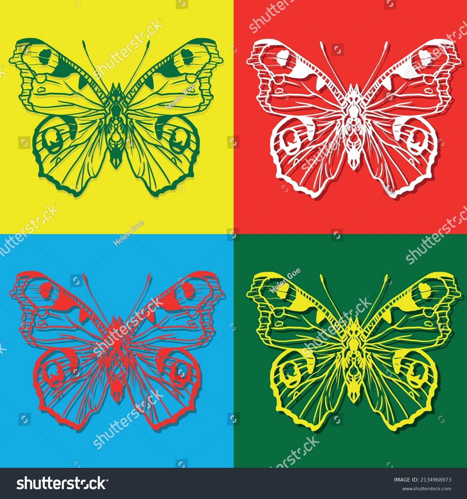 Butterfly Bright Pop Art Vector Illustration Stock Vector (Royalty Free