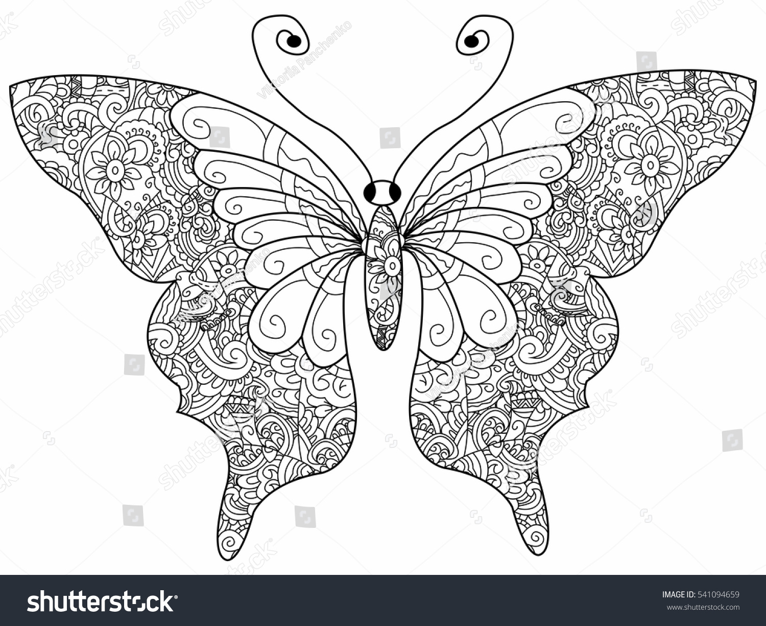 Butterfly Coloring Book Adults Vector Illustration Stock Vector ...