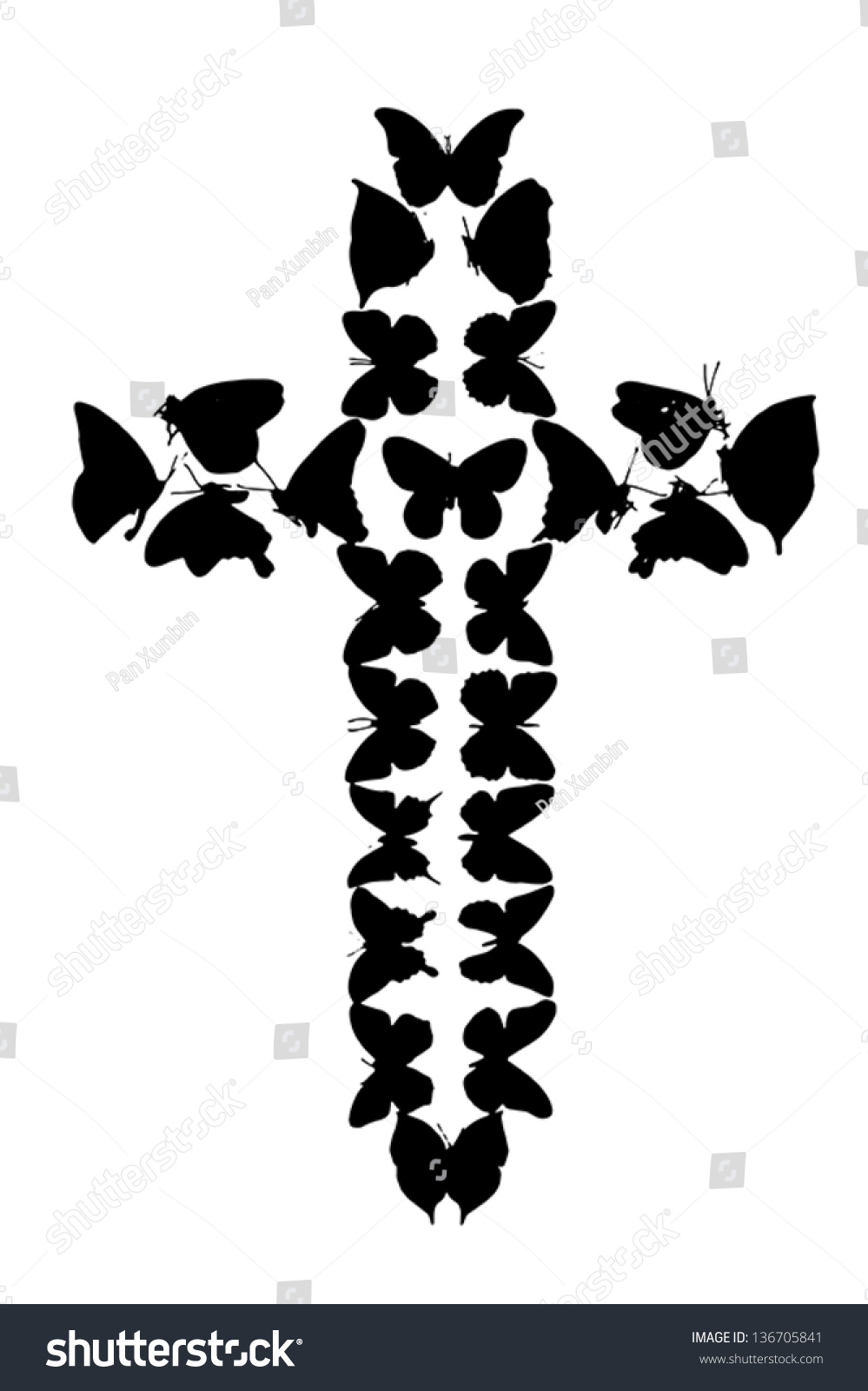 Download Butterfly Cross Silhouette Stock Vector Royalty Free 136705841