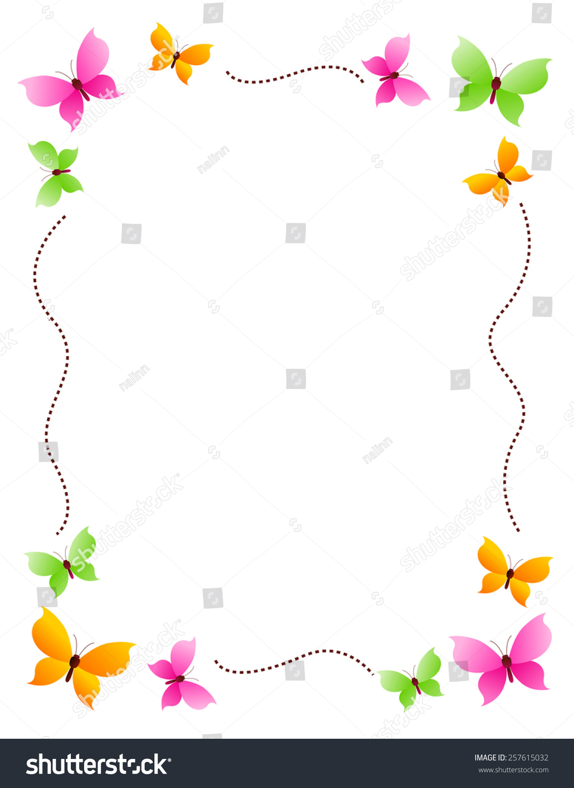 Butterfly Frame With Colorful Butterflies On Four Corners Stock Vector ...