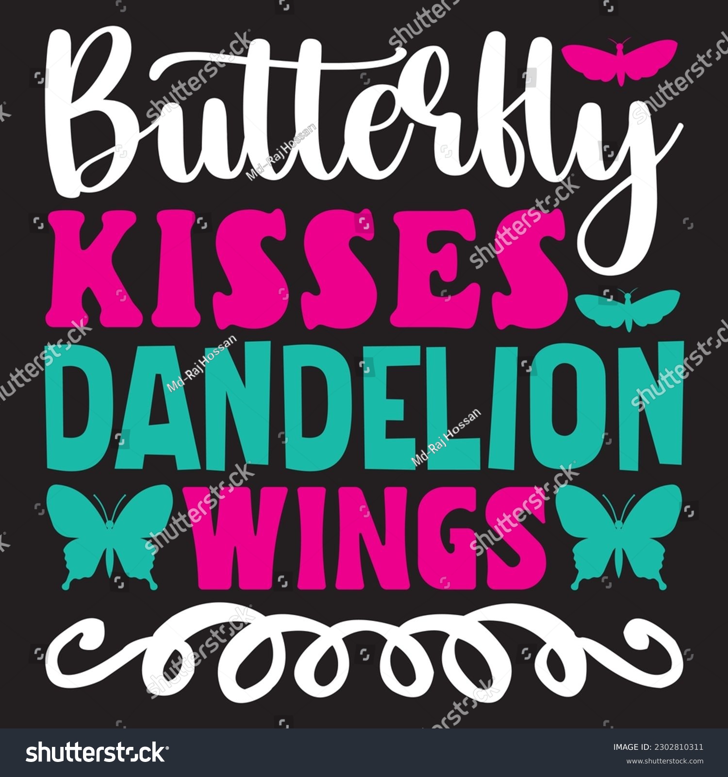 SVG of Butterfly Kisses Dandelion Wings T-shirt Design Vector File svg
