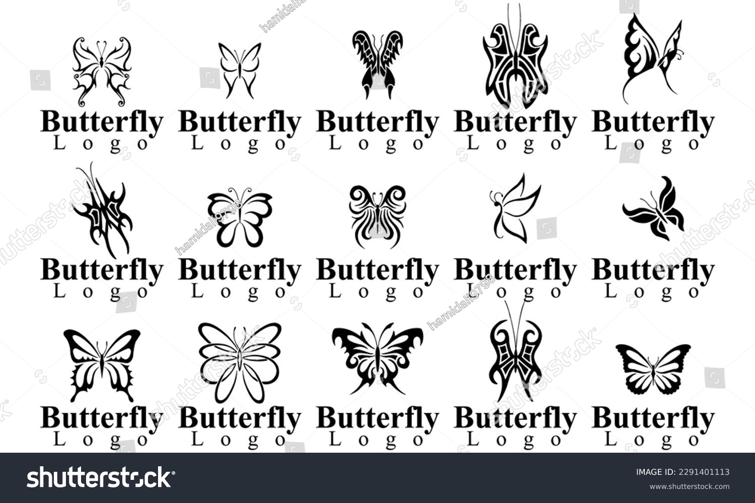 SVG of butterfly logo design set templates svg
