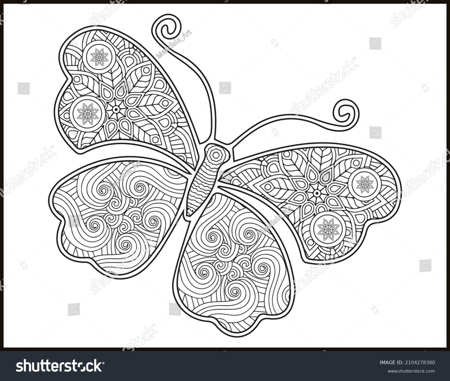 Butterfly Mandala Coloring Page Adults Stock Vector (Royalty Free ...