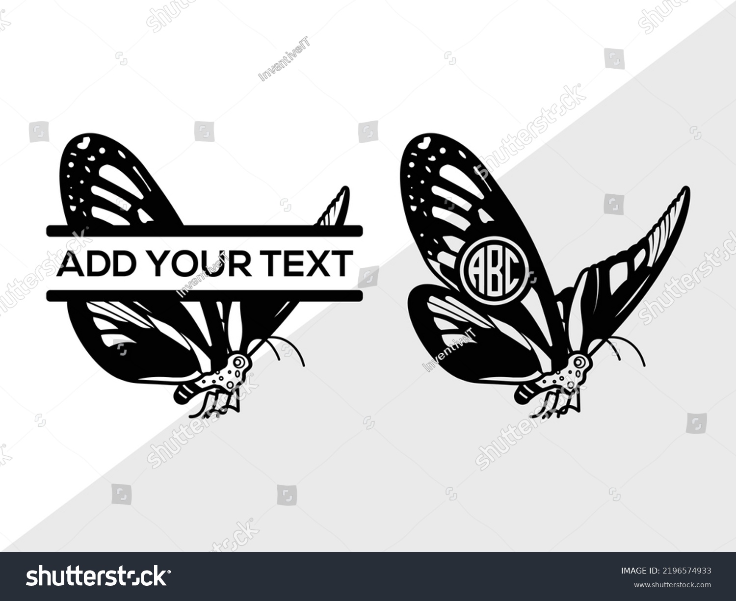SVG of Butterfly Monogram SVG Printable Vector Illustration svg
