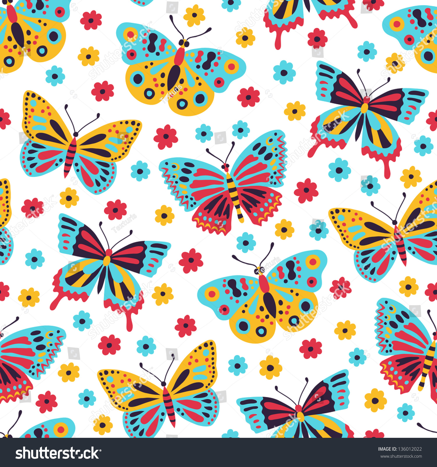 Butterfly Seamless Background Stock Vector (Royalty Free) 136012022 ...