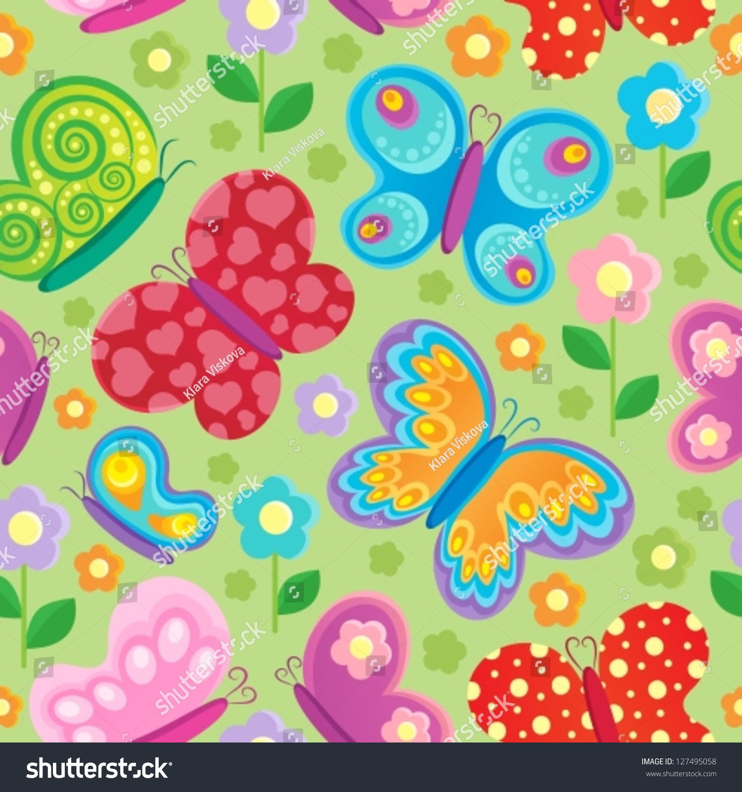 Butterfly Seamless Background 4 - Vector Illustration. - 127495058 ...