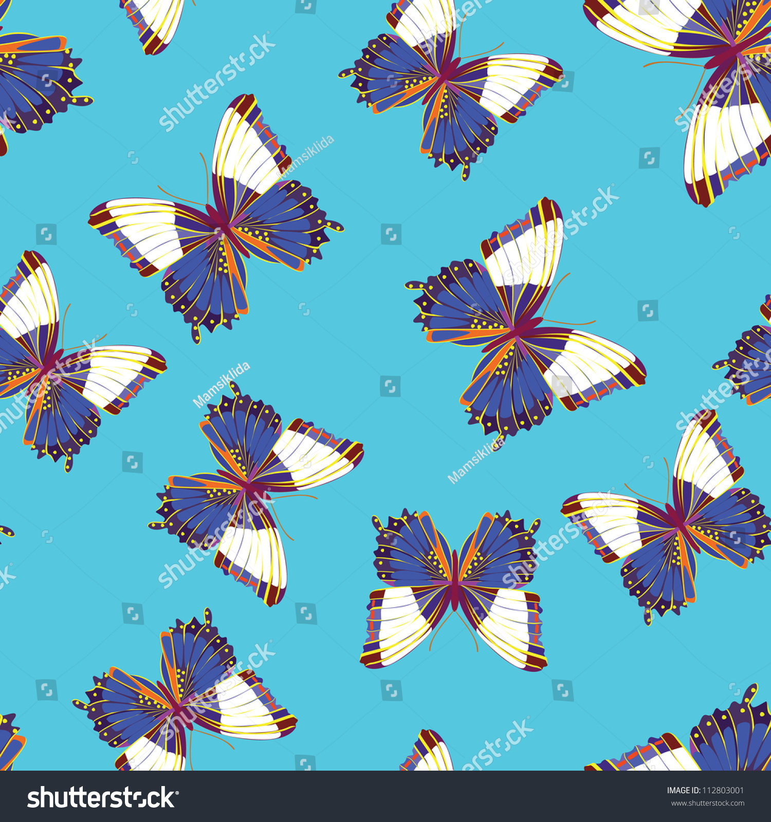 Butterfly Seamless Pattern Stock Vector (Royalty Free) 112803001 ...