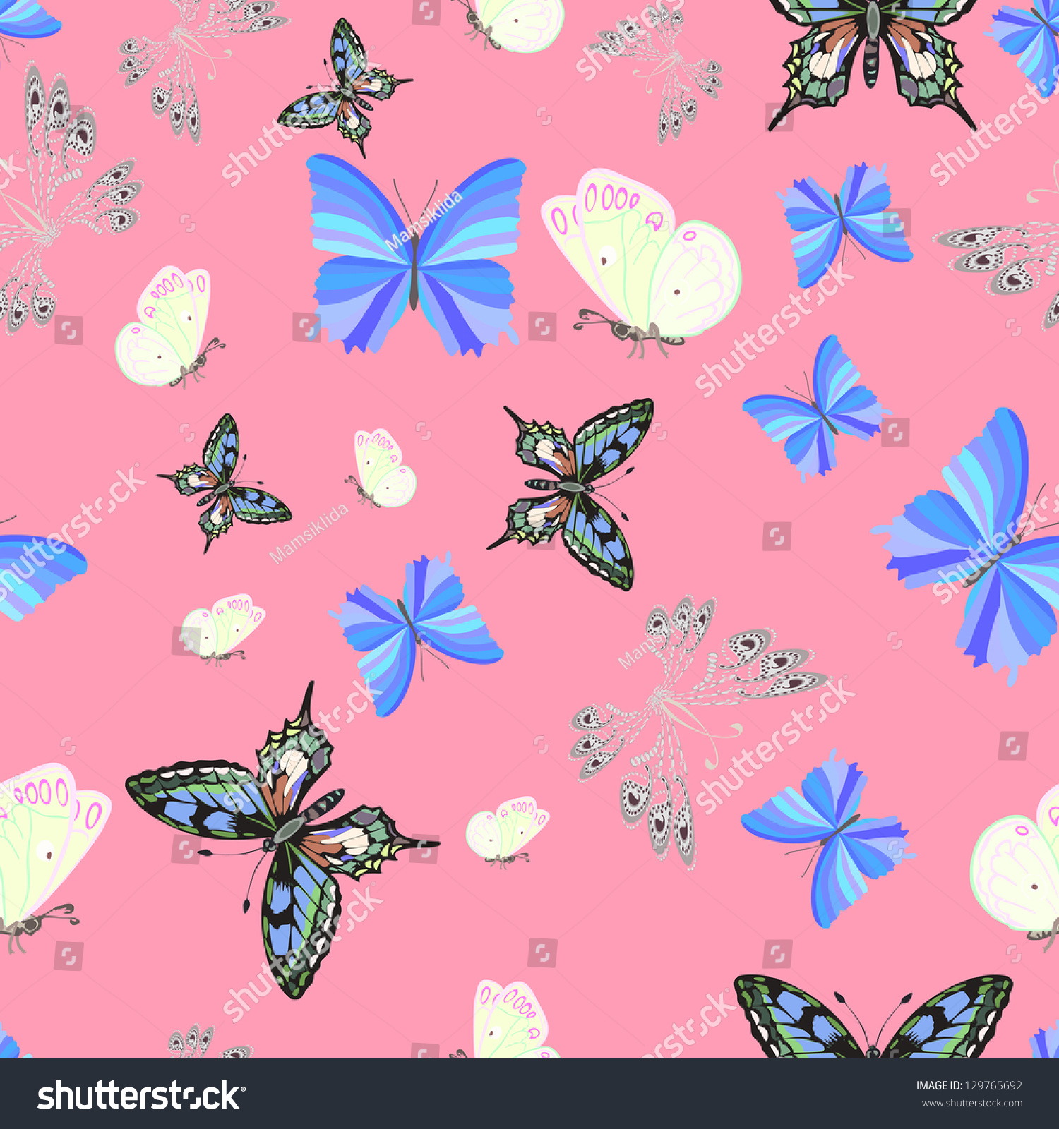 Butterfly - Seamless Pattern Stock Vector 129765692 : Shutterstock