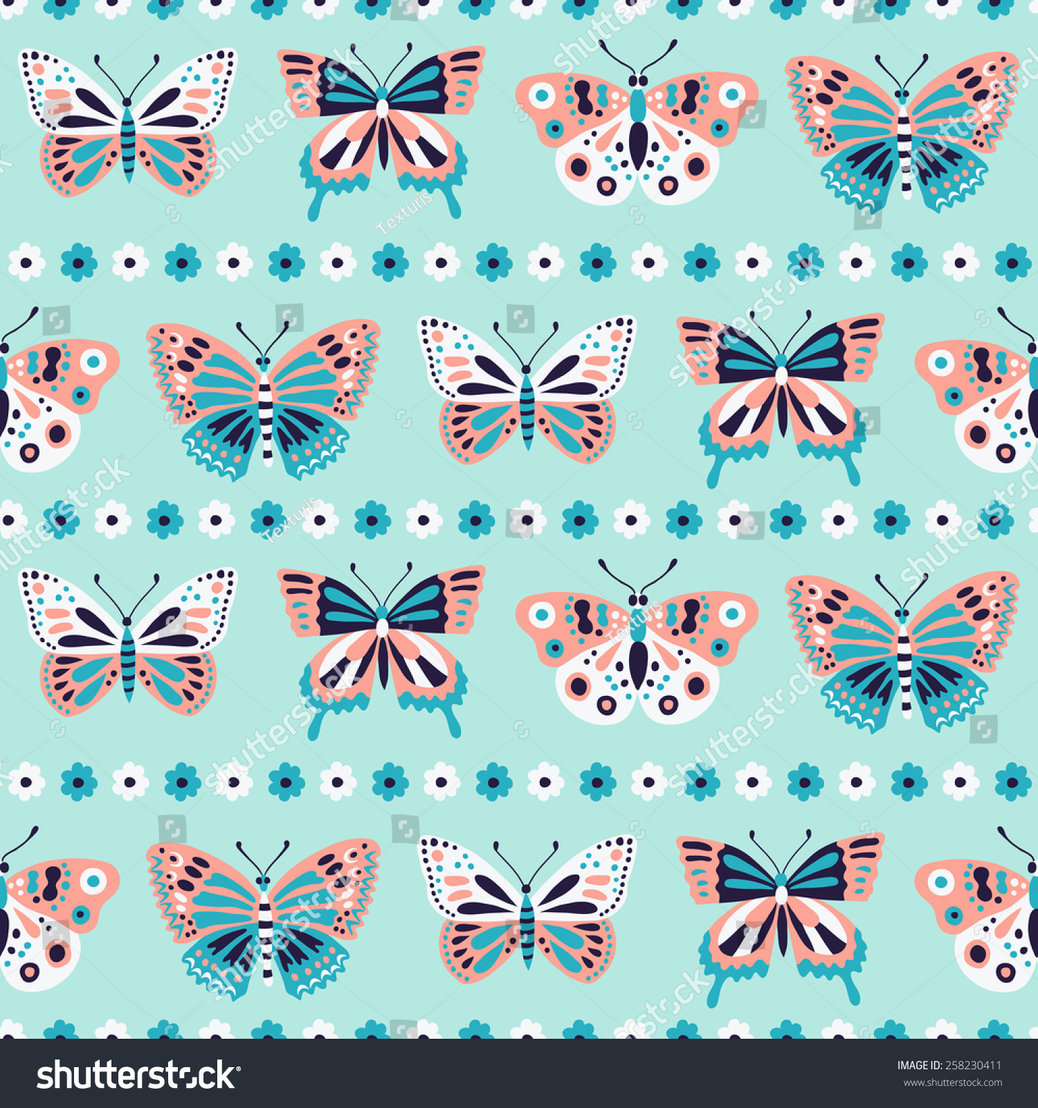 Butterfly Seamless Pattern. Vector Illustration. - 258230411 : Shutterstock