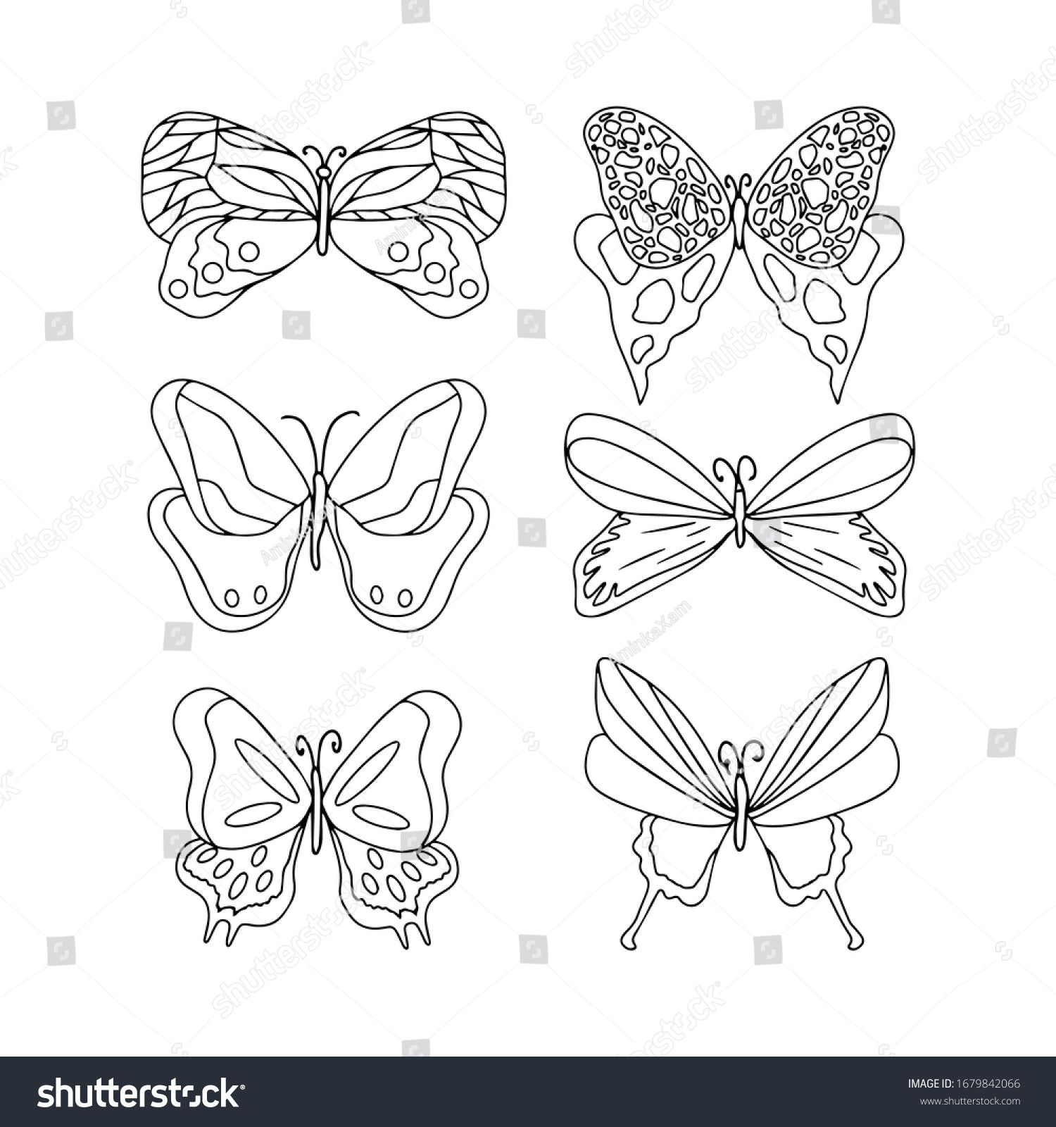 Butterfly Set Vector Insect Outline Paper Stock Vector (Royalty Free ...